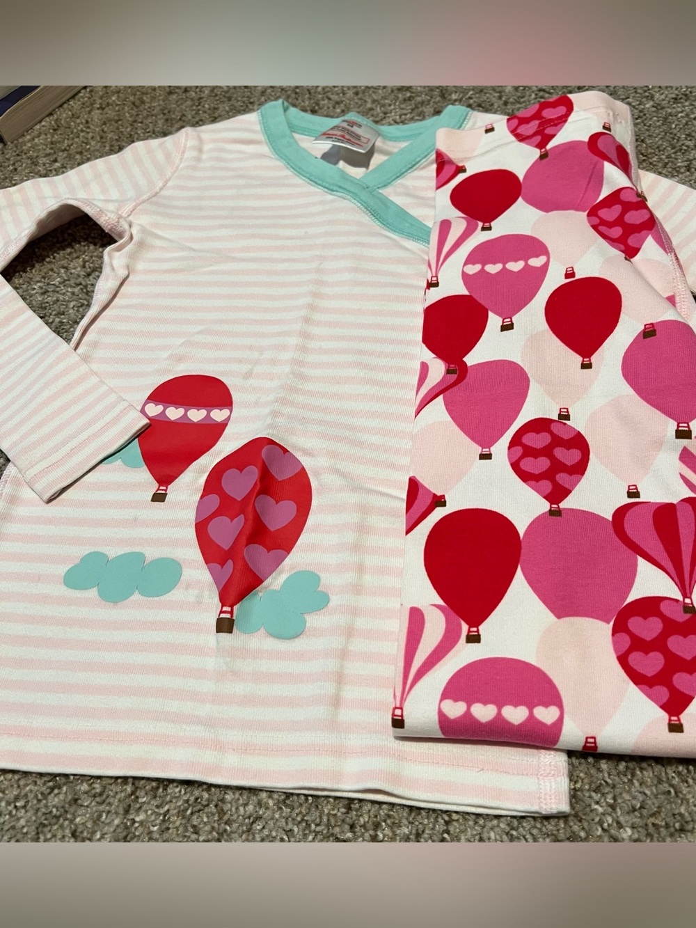 Hanna Andersson Organic Cotton Pink Stripe & Hot Pink Balloon Pajama Set Size 8